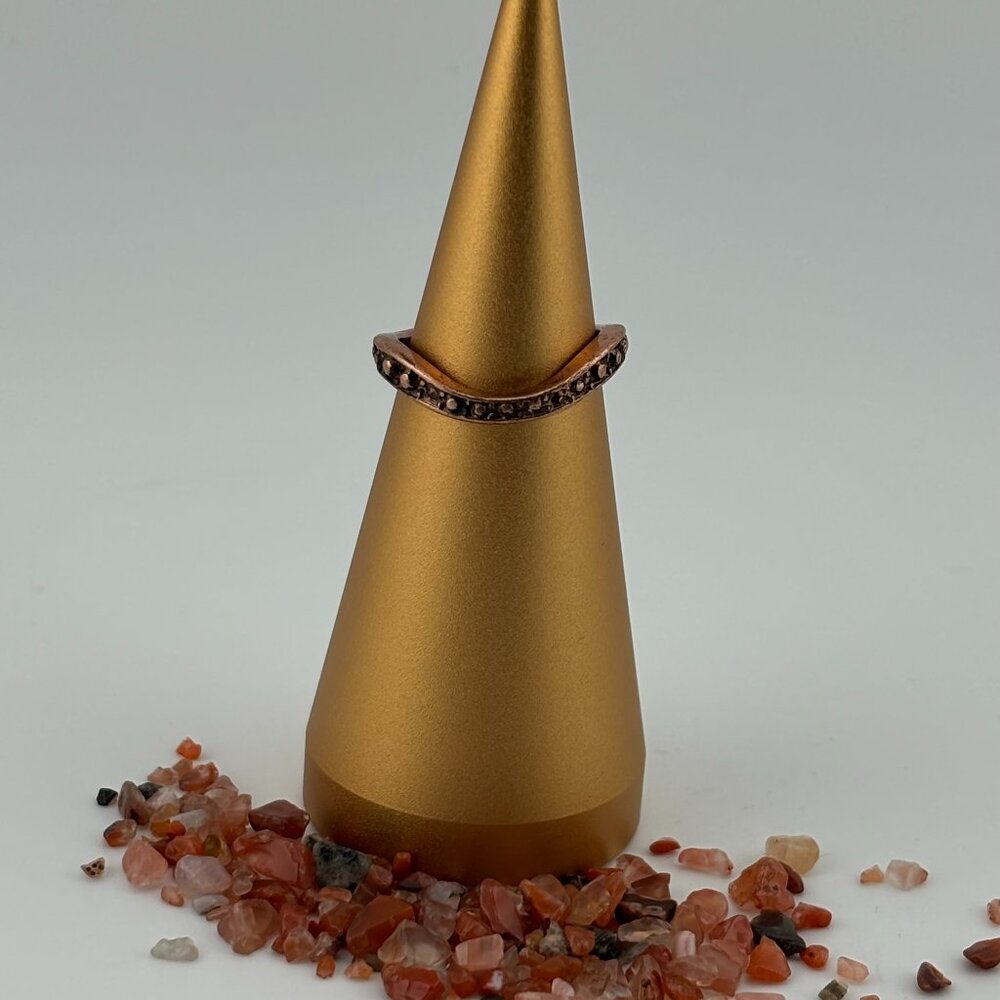 Copper Toned Wave Ring with Dot Pattern